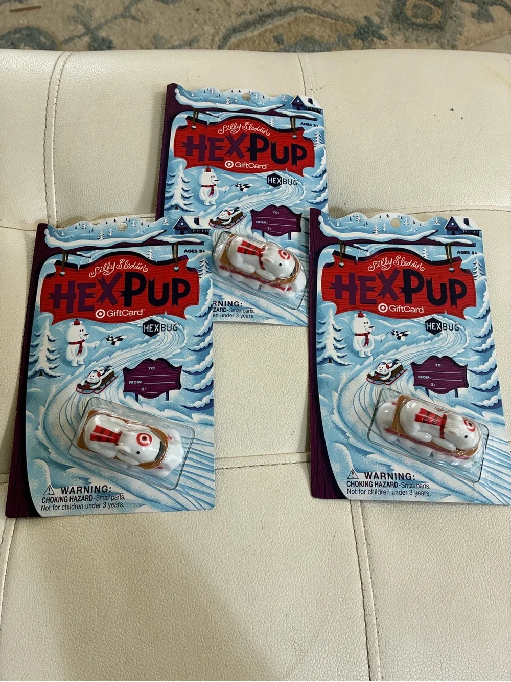2013 Target Bullseye HexPup Holiday Toy Cars - White & Red (Set of 3)